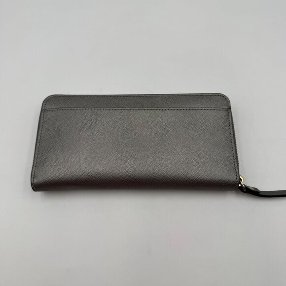 Kate Spade New York Gray Leather Zip-Around Wallet With 12 Card Slots & Interior - Picture 3 of 14